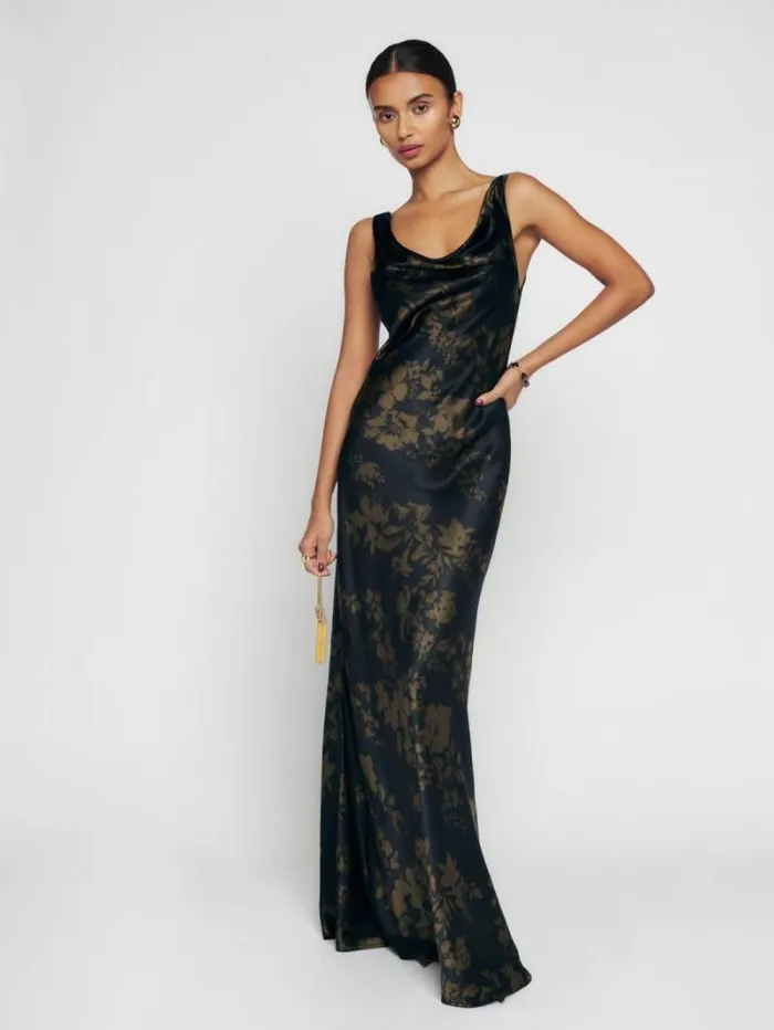 The Reformation Annabelle Silk Dress Night Garden 8211 Weddings