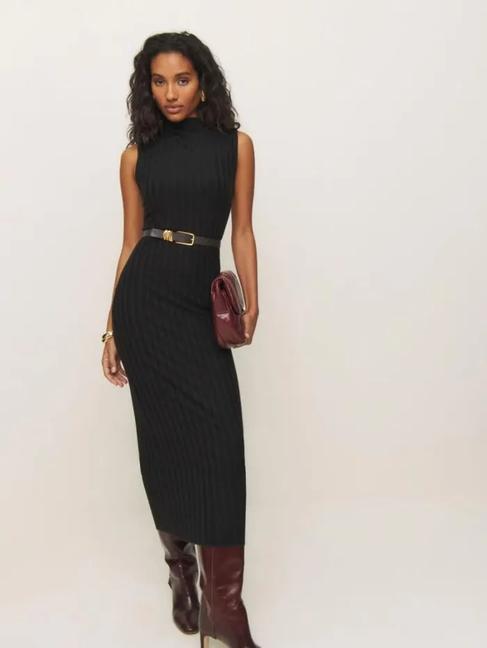 The Reformation Arabella Knit Dress Black 8211 Clothing