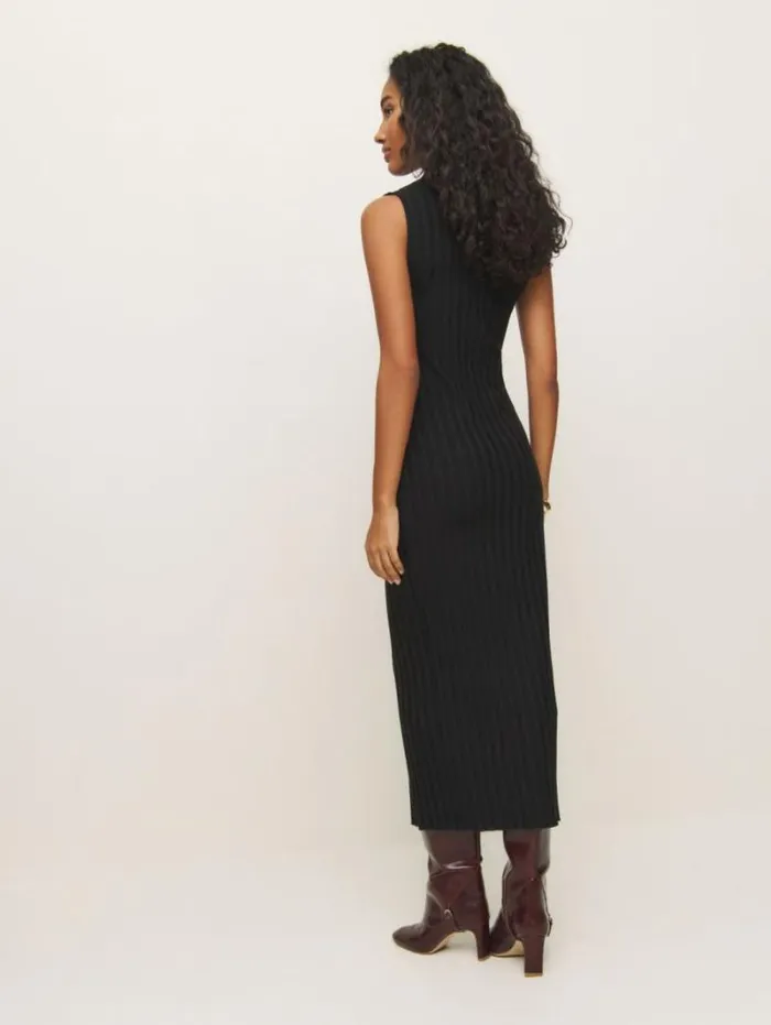 The Reformation Arabella Knit Dress Black 8211 Clothing