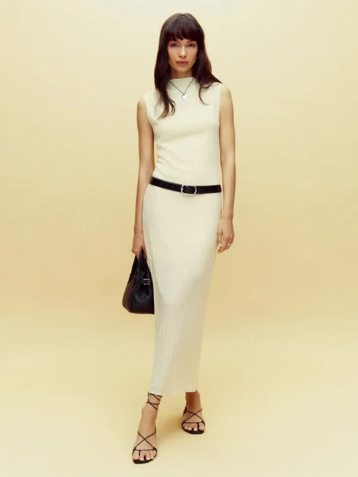 The Reformation Arabella Knit Dress Ivory 8211 Clothing