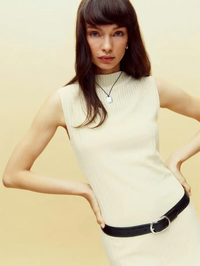 The Reformation Arabella Knit Dress Ivory 8211 Clothing