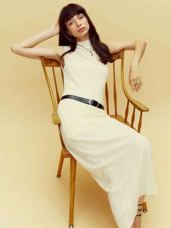 The Reformation Arabella Knit Dress Ivory 8211 Clothing