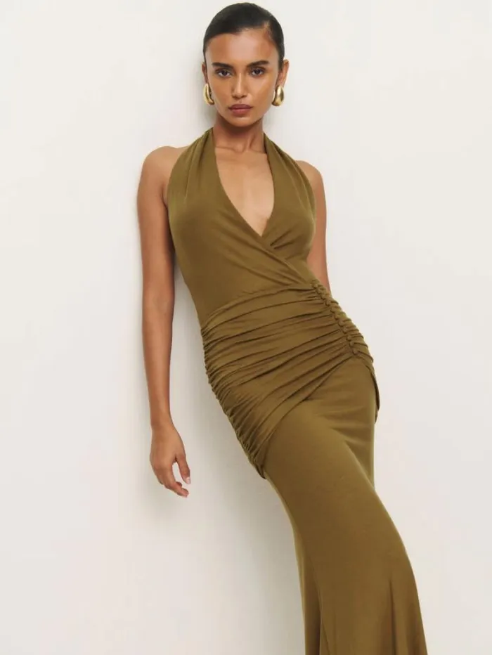 The Reformation Arden Knit Dress Bronze 8211 Clothing