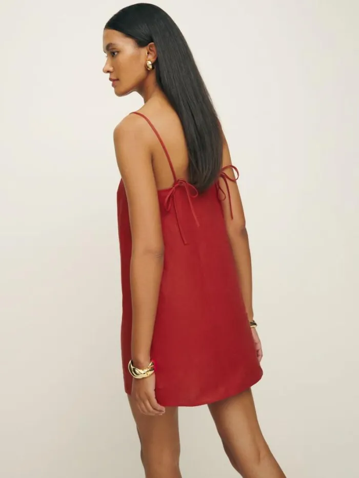 The Reformation Aubree Linen Dress Sundried Tomato 8211 Clothing