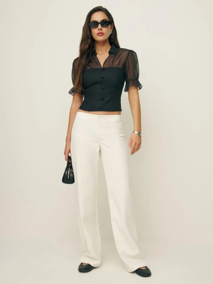 The Reformation Avianna Linen Top Black 8211 Clothing