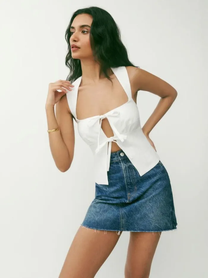 The Reformation Azalea Linen Top White 8211 Clothing