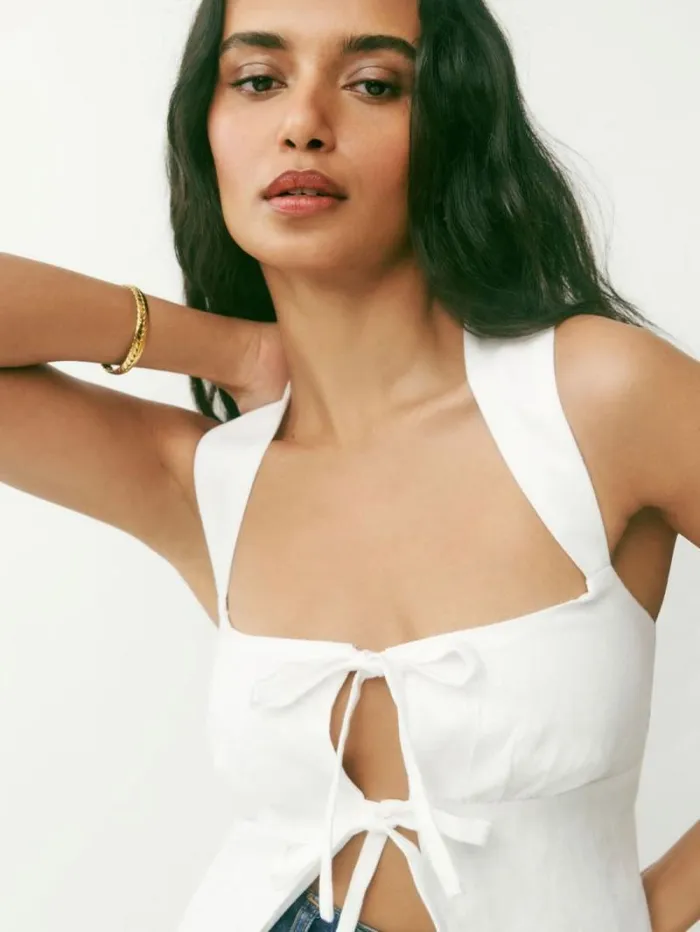 The Reformation Azalea Linen Top White 8211 Clothing