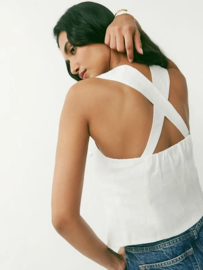 The Reformation Azalea Linen Top White 8211 Clothing
