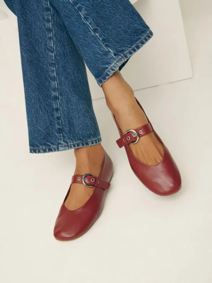 The Reformation Bethany Ballet Flat Brick Red Leather 8211 Shoes