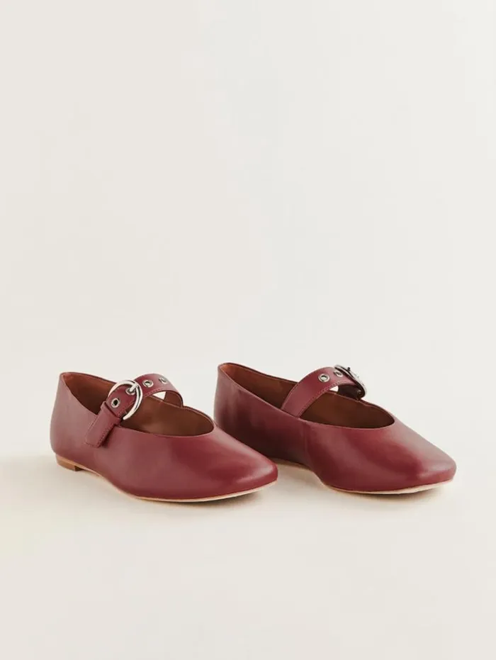 The Reformation Bethany Ballet Flat Brick Red Leather 8211 Shoes