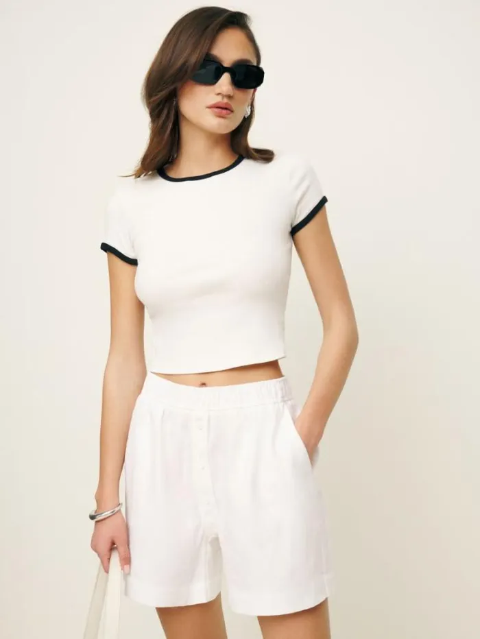 The Reformation Billy Linen Short White 8211 Clothing