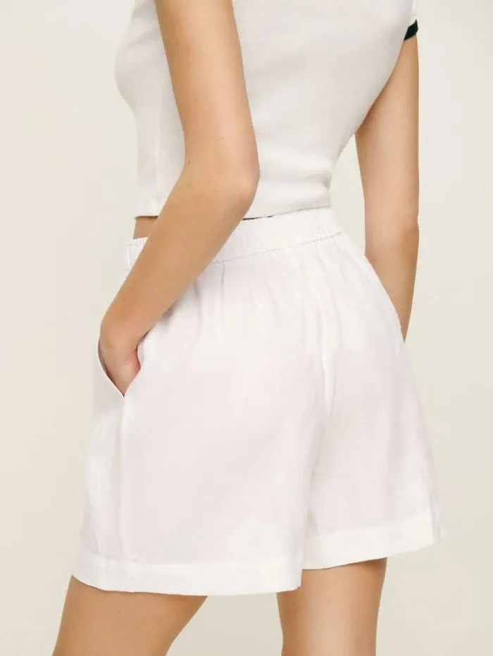 The Reformation Billy Linen Short White 8211 Clothing