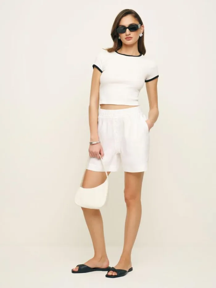 The Reformation Billy Linen Short White 8211 Clothing