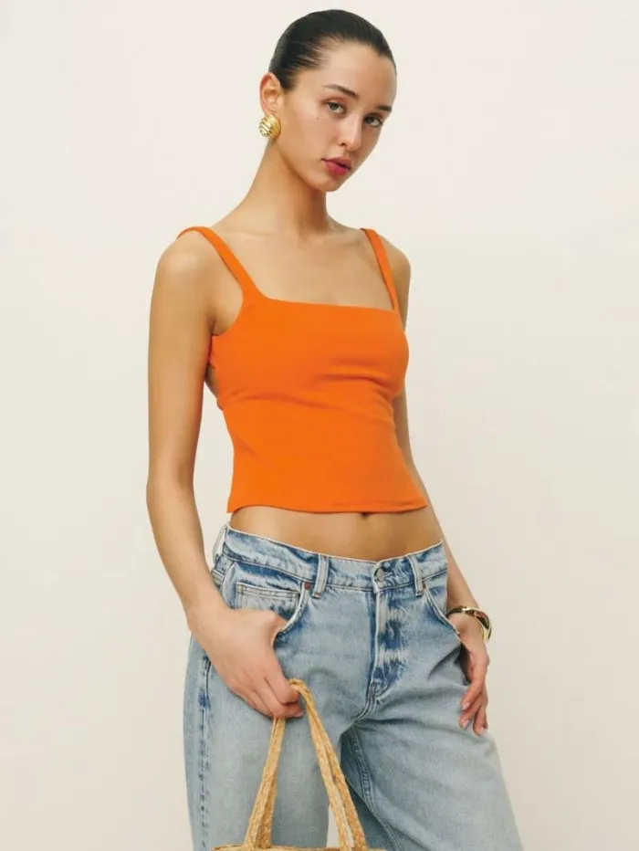 The Reformation Cairo Knit Top Citrus 8211 Clothing