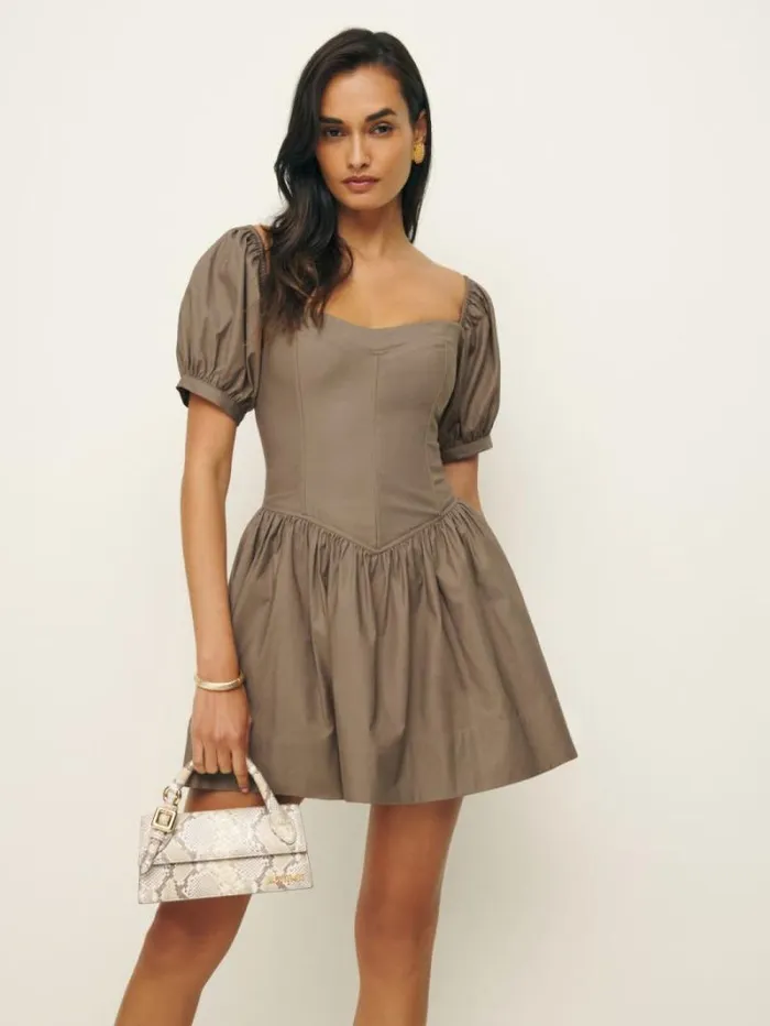The Reformation Calie Dress Mushroom 8211 Clothing