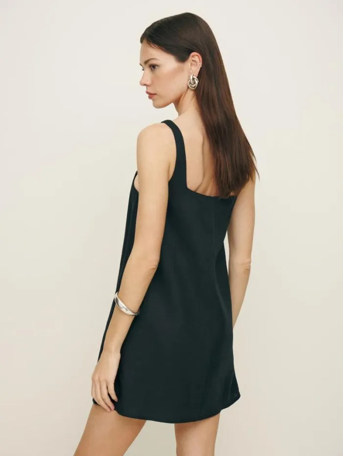 The Reformation Cami Linen Dress Black 8211 Clothing