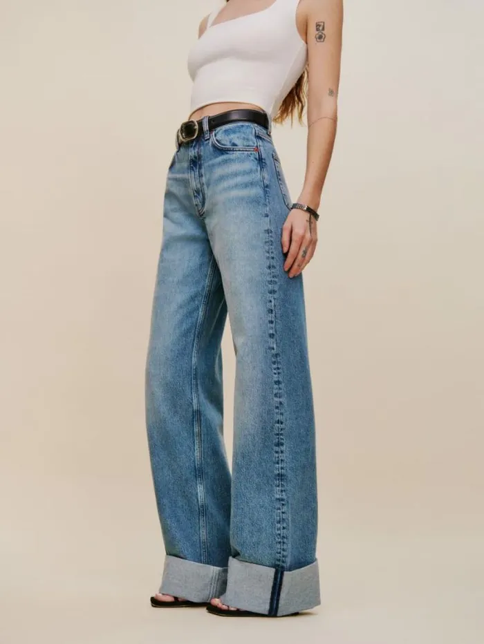The Reformation Cary Cuffed High Rise Slouchy Wide Leg Jeans Denver 8211 Clothing