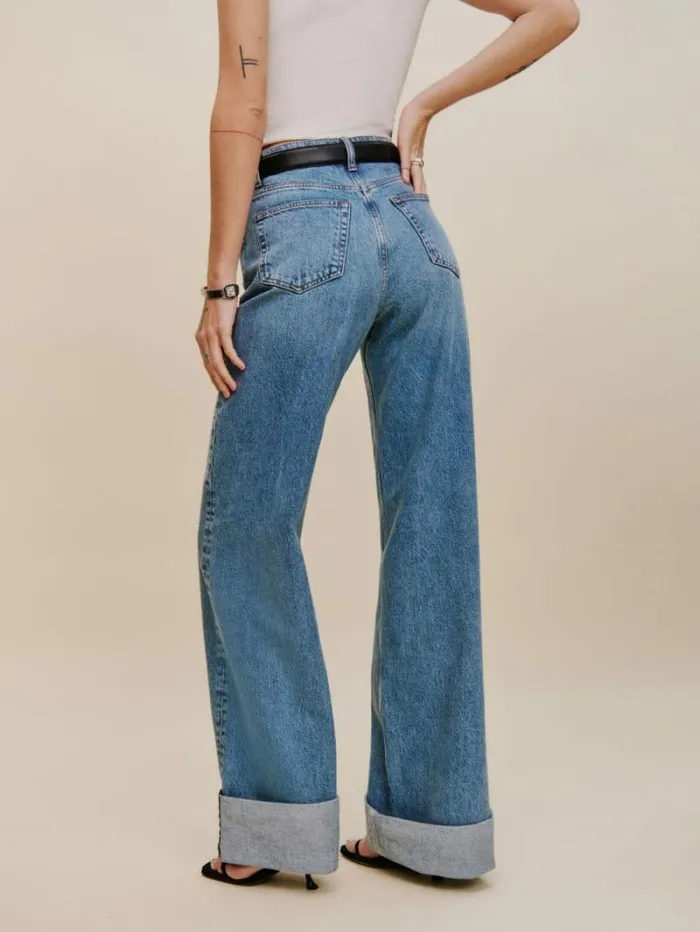 The Reformation Cary Cuffed High Rise Slouchy Wide Leg Jeans Denver 8211 Clothing