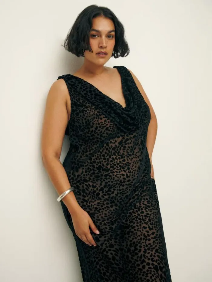 The Reformation Cavallo Dress Es Black Burnout Velvet 8211 ClothingWeddings