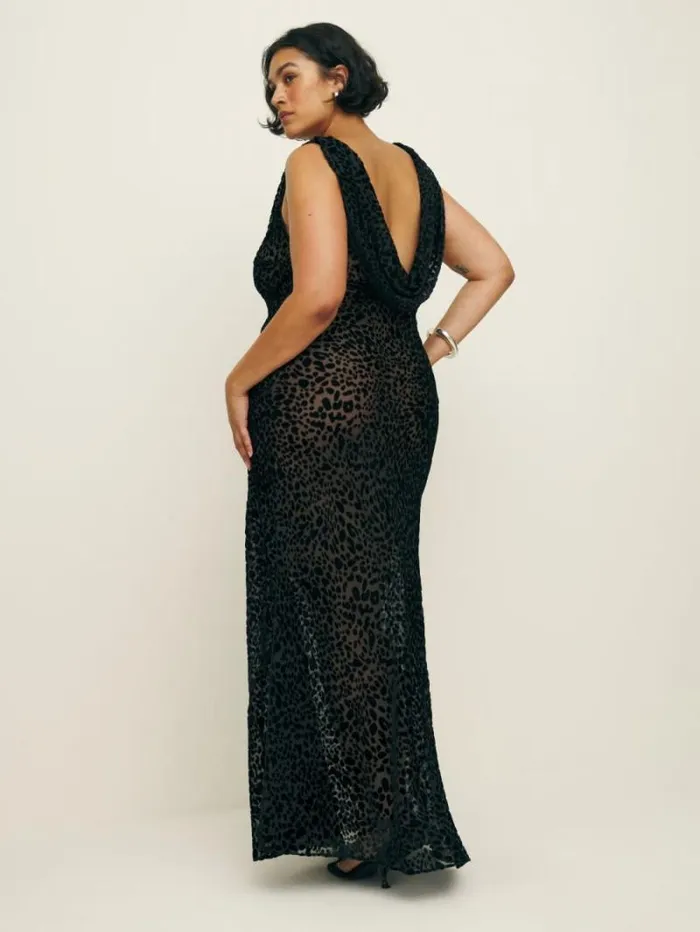 The Reformation Cavallo Dress Es Black Burnout Velvet 8211 ClothingWeddings