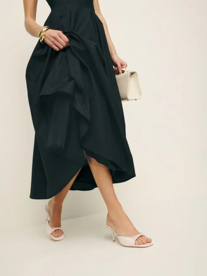 The Reformation Clementine Heeled Mule Sandal Almond Leather 8211 WeddingsShoes