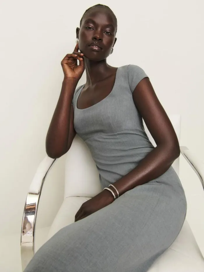 The Reformation Coco Dress Charcoal 8211 Clothing