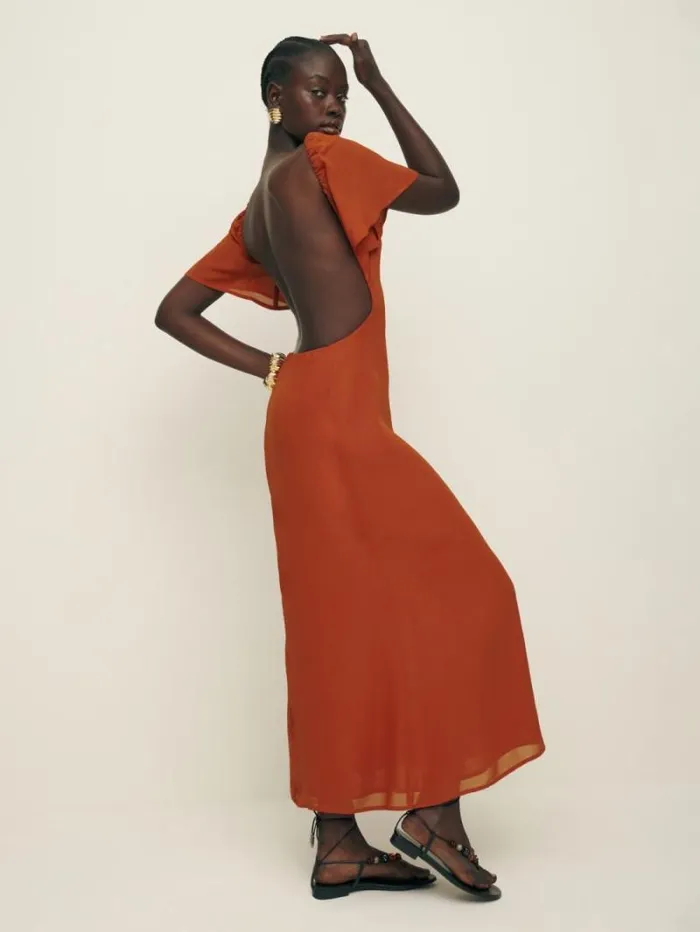 The Reformation Coralie Dress Blood Orange 8211 ClothingWeddings