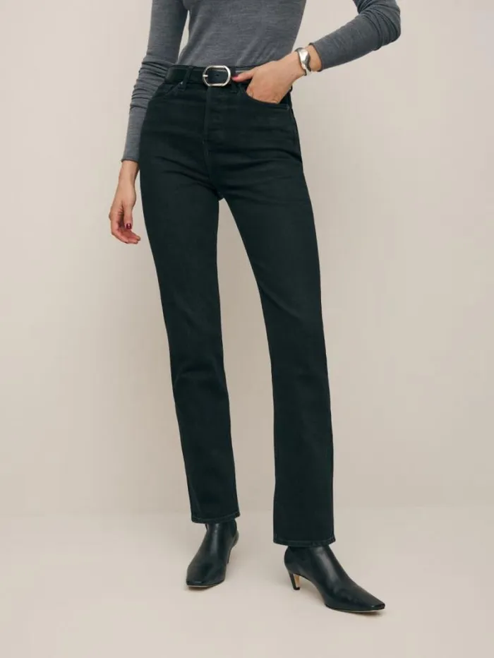 The Reformation Cynthia Stretch High Rise Straight Jeans Vana 8211 Clothing