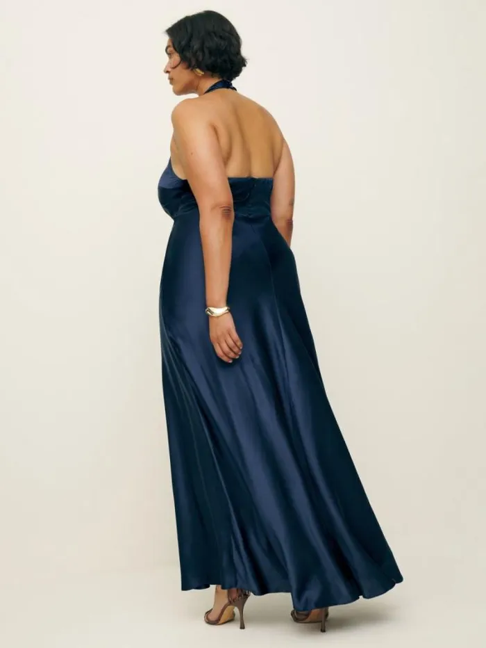 The Reformation Daniela Silk Dress Es Navy 8211 ClothingWeddings
