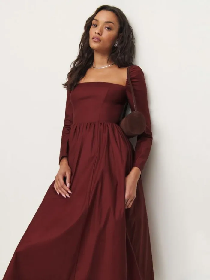 The Reformation Elly Dress Chianti 8211 Clothing