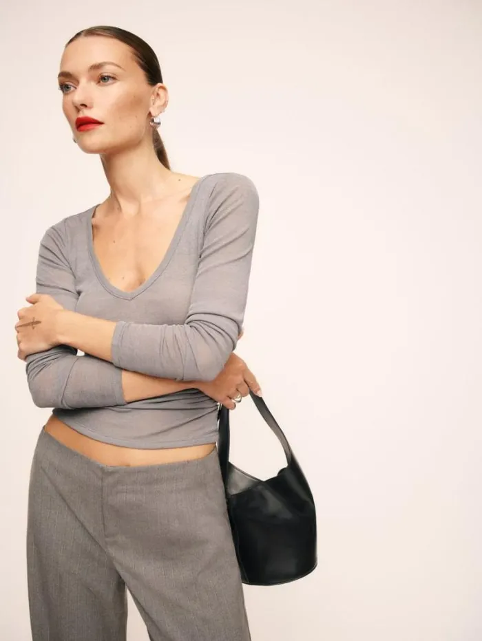 The Reformation Emery Knit Top Charcoal 8211 Clothing