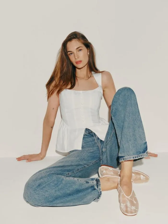 The Reformation Evie Linen Top White 8211 Clothing