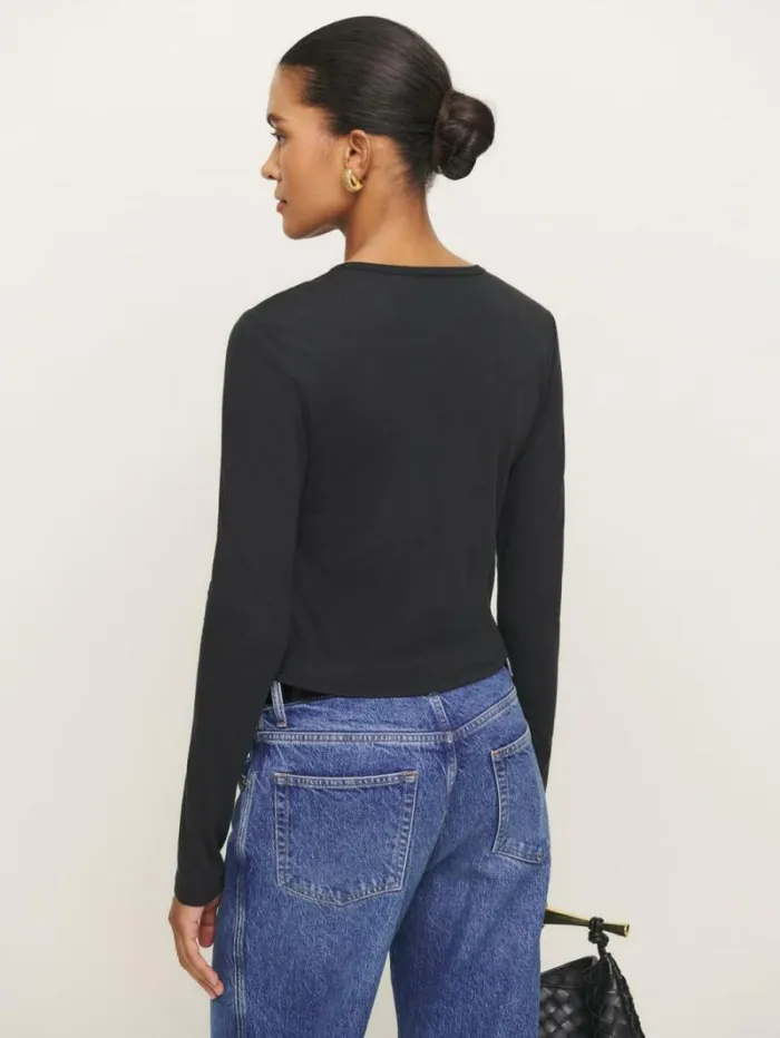 The Reformation Ezra Slim Fit Long Sleeve Black 8211 Clothing