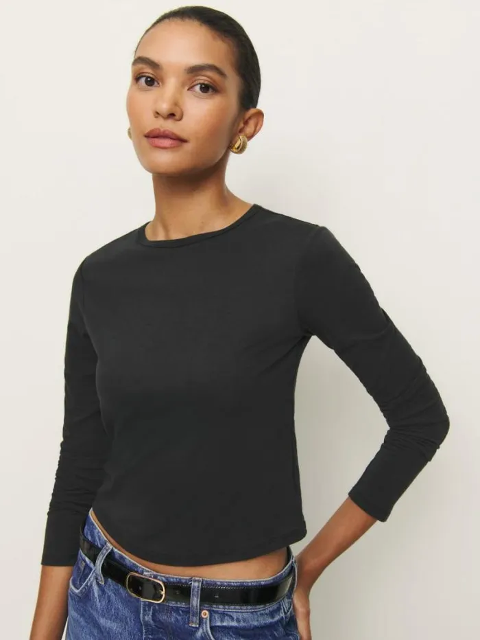 The Reformation Ezra Slim Fit Long Sleeve Black 8211 Clothing