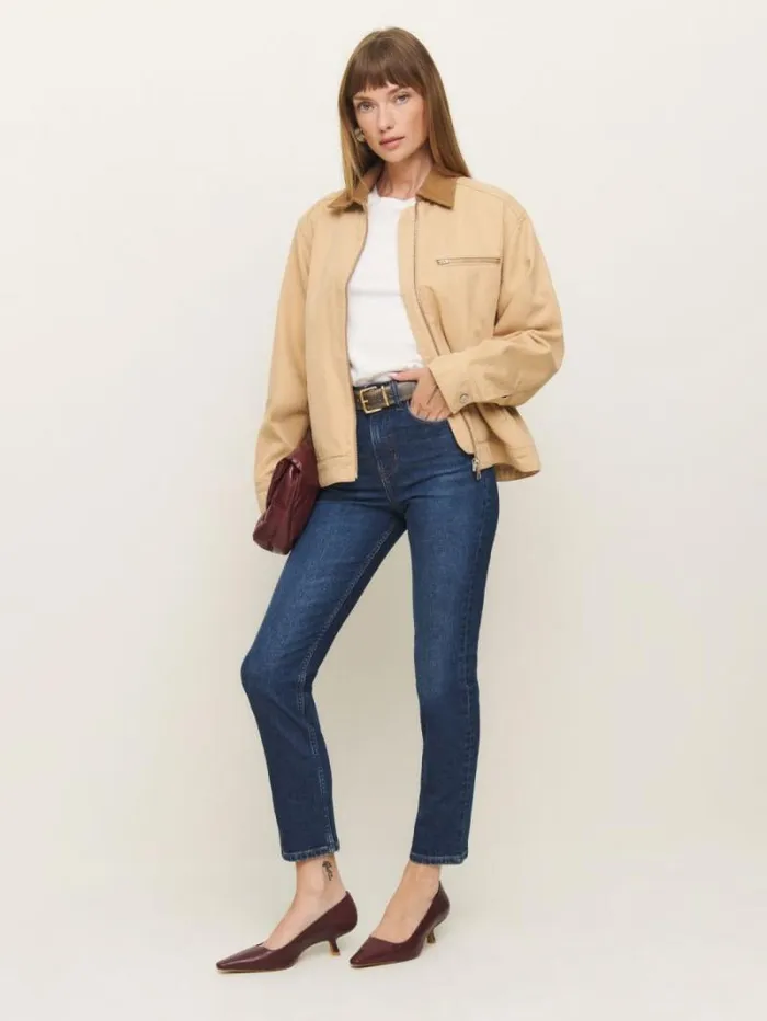 The Reformation Ezra Super Stretch High Rise Straight Jeans Galene 8211 Clothing