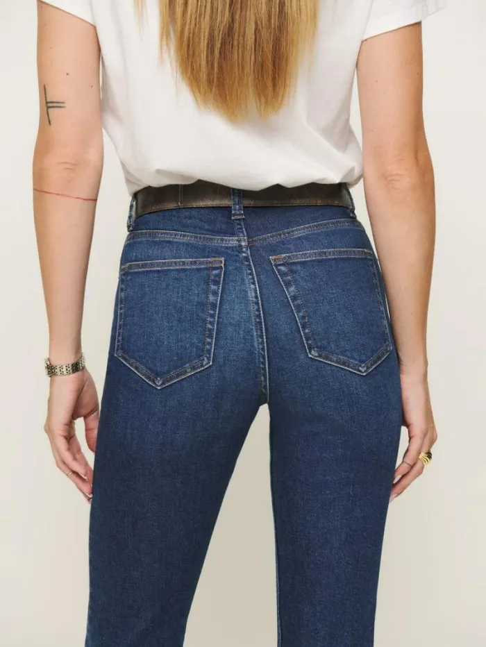 The Reformation Ezra Super Stretch High Rise Straight Jeans Galene 8211 Clothing