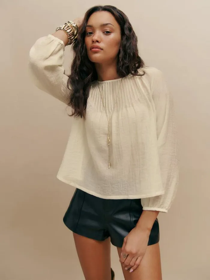 The Reformation Finn Top Cream 8211 Clothing