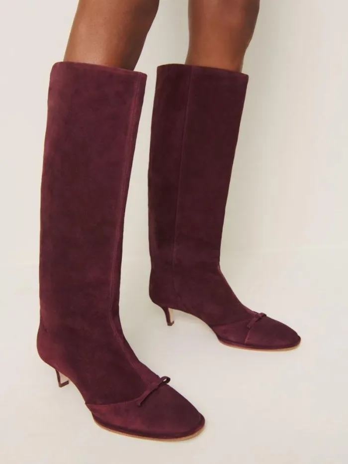 The Reformation Gal Knee High Boot Ruby Suede 8211 Shoes