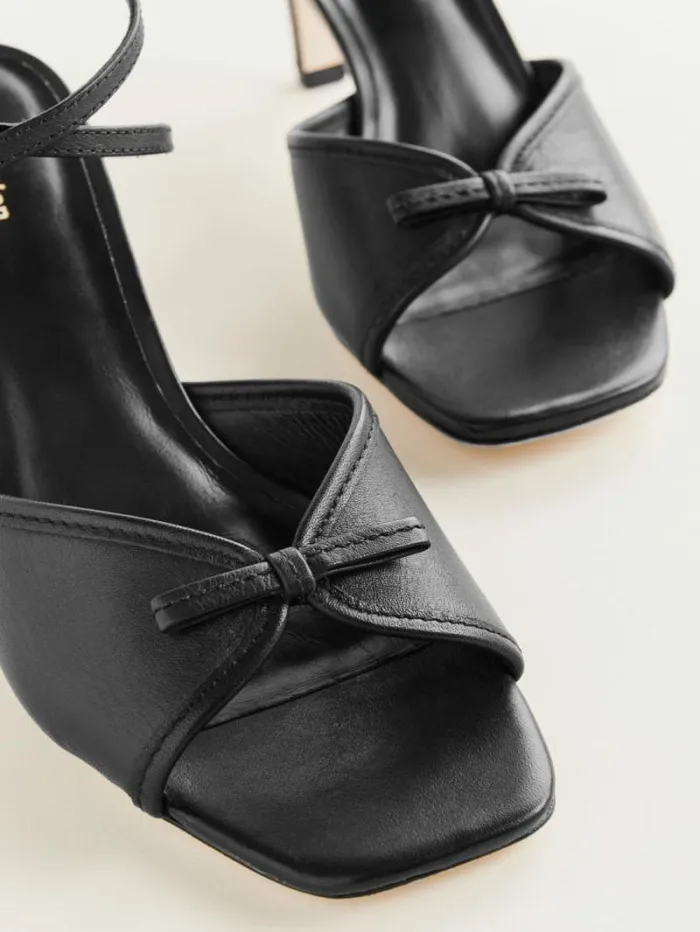 The Reformation Gene Heeled Sandal Black Leather 8211 WeddingsShoes
