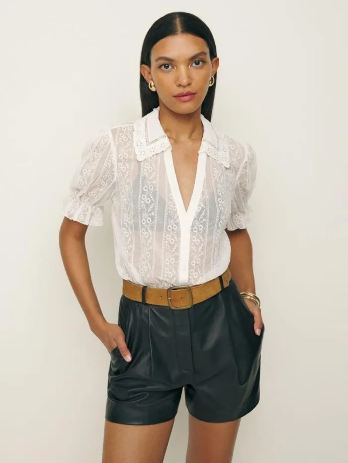 The Reformation Gibson Top White Embroidery 8211 Clothing