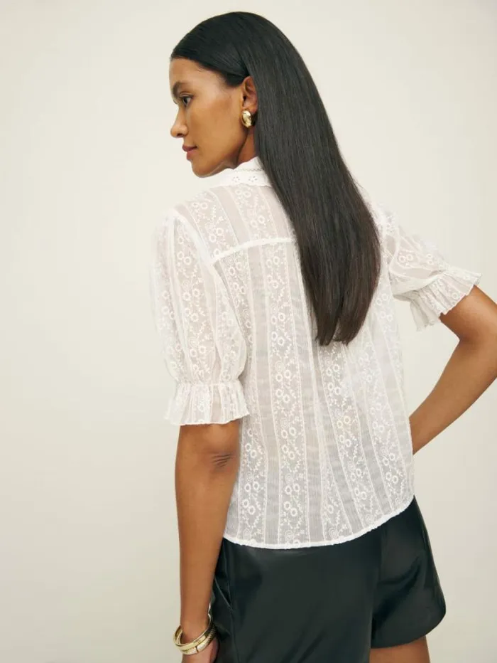 The Reformation Gibson Top White Embroidery 8211 Clothing