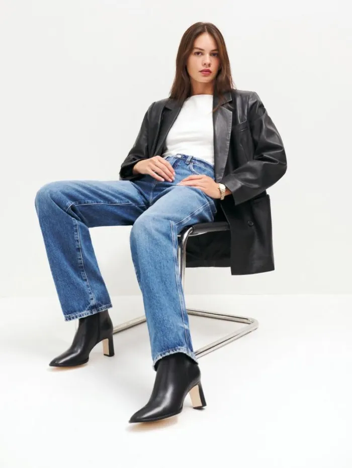 The Reformation Gillian Ankle Boot Black Leather 8211 Shoes
