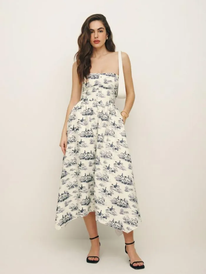 The Reformation Grazi Linen Dress Toile 8211 Clothing
