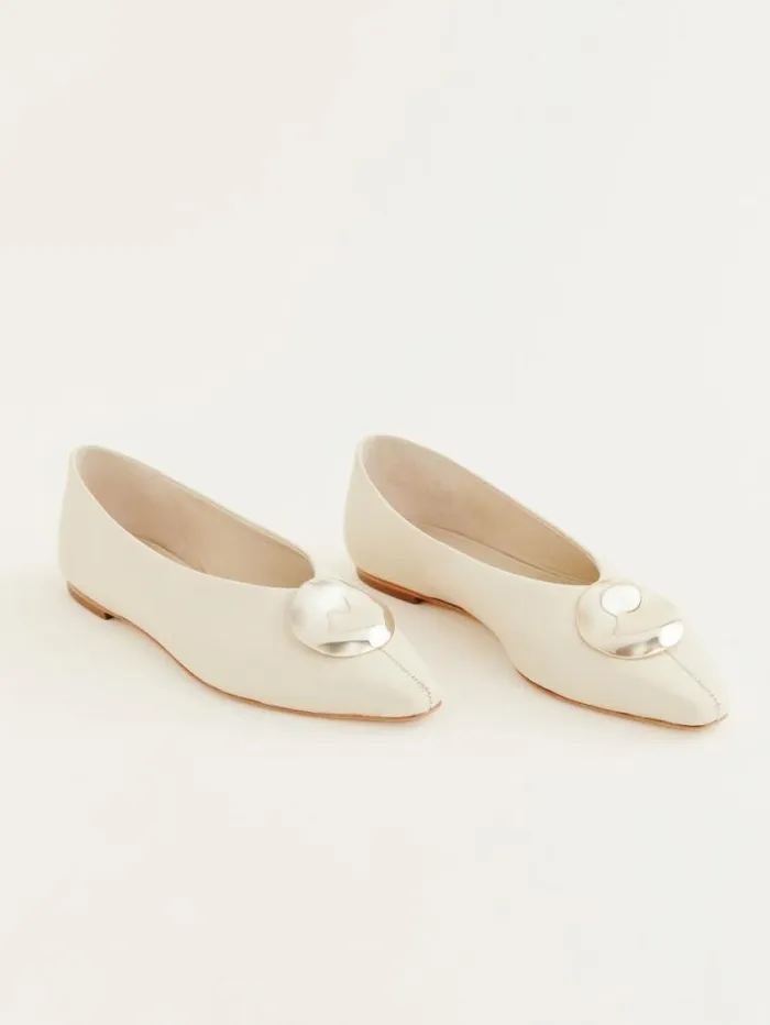 The Reformation Hailey Ballet Flat Almond Leather 8211 Shoes