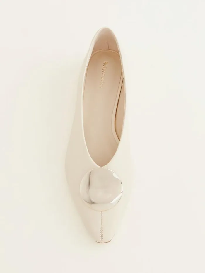 The Reformation Hailey Ballet Flat Almond Leather 8211 Shoes