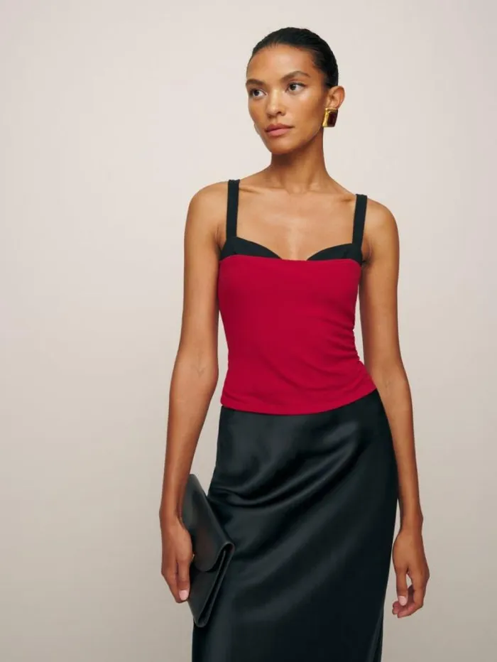 The Reformation Harlan Knit Top Lipstick 8211 Clothing