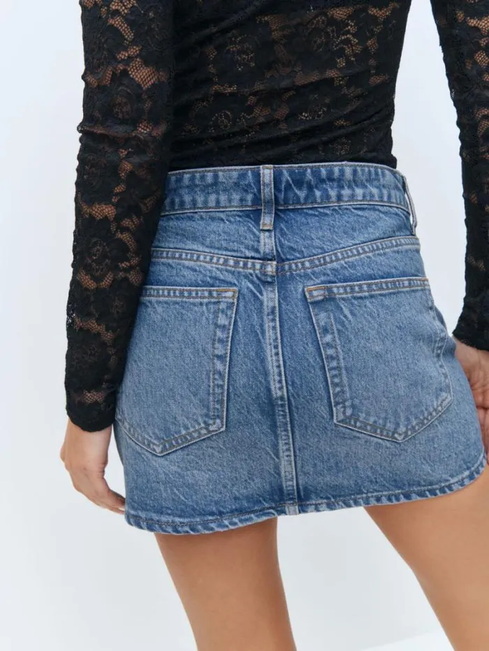 The Reformation Hazel Low Rise Denim Mini Skirt Colorado 8211 Clothing
