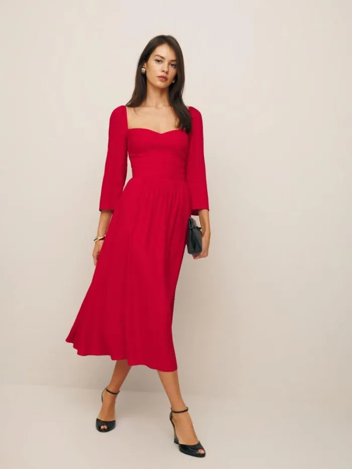 The Reformation Inori Dress Cherry 8211 Clothing