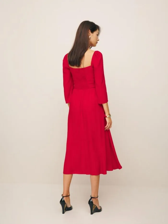 The Reformation Inori Dress Cherry 8211 Clothing