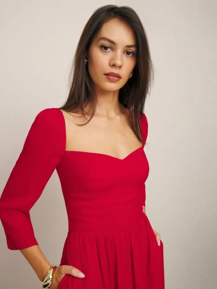 The Reformation Inori Dress Cherry 8211 Clothing